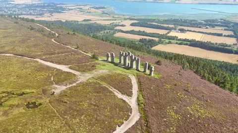 Cinematic Drone Orbit Around the Historic Fyrish Monument in Evanton, scotland Stock Footage 330658409