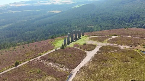 Cinematic Drone Orbit Around the Historic Fyrish Monument in Evanton, scotland Stock Footage 330658424