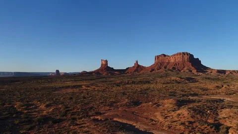 Cinematic drone push in Monument Valley Utah Magic hour  Stock Footage 129720323
