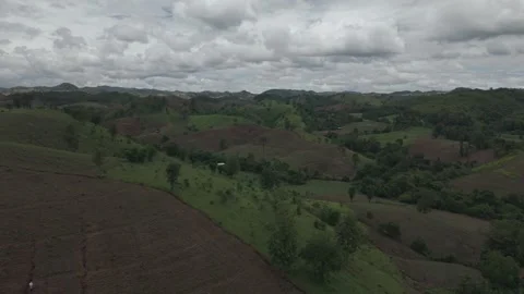 Cinematic Drone Shot of Endless Rolling Hillscape With Storm Sky and Distan.. Stock Footage 337392300