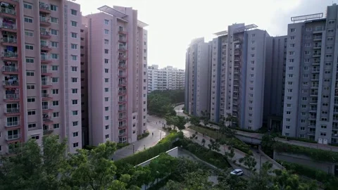 Cinematic drone shot of modern high rise residential towers highlighting ar.. Stock-Footage 344878296