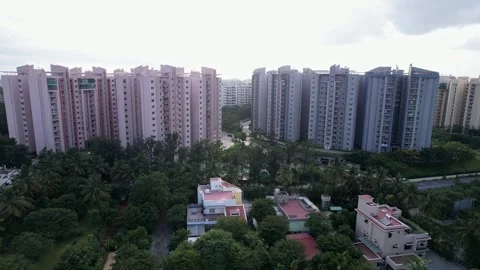 Cinematic drone shot of modern high rise residential towers highlighting ar.. Stock-Footage 344878350