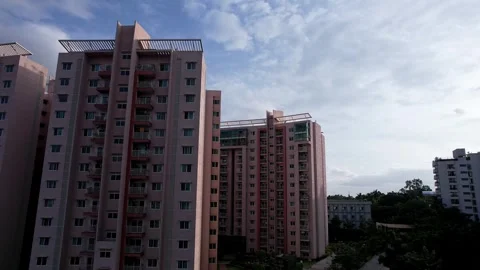 Cinematic drone shot of modern high rise residential towers highlighting ar.. Stock-Footage 344878481