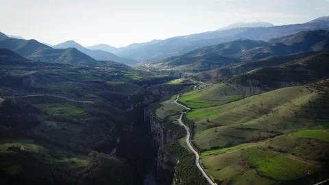 Cinematic drone shot moving left across Osumi Canyon in Albania Video stock 311055833