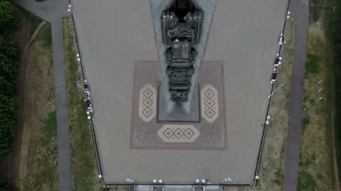 Cinematic Drone Shot over Monument of Friendship of the People in Izhevsk city Stock Footage 161472995