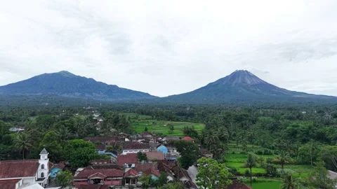 Cinematic Drone Shot View of Merapi Merbabu Mountain Video stock 333611868
