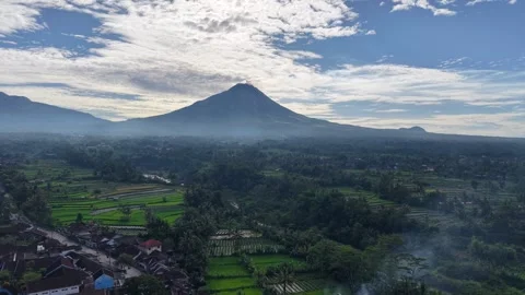 Cinematic Drone Shot View of Merapi Merbabu Mountain Video stock 333612302
