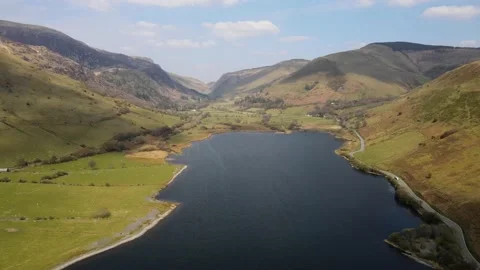 Cinematic Drone Of Tal-y-llyn Lake, Snowdonia, North Wales Stock Footage 153796116