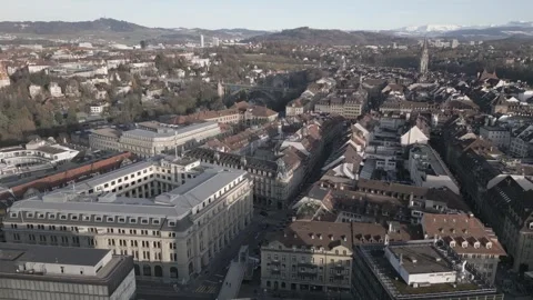 Cinematic Drone View of Bern Old Town Stock Footage 326071215