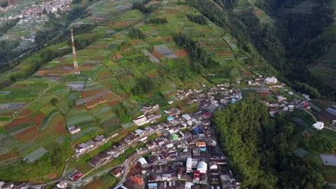 Cinematic drone view of Nepal Van Java village Stock Footage 322204706