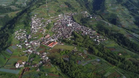 Cinematic drone view of Nepal Van Java village Stock Footage 322204901