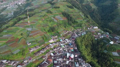 Cinematic drone view of Nepal Van Java village Stock Footage 322207996