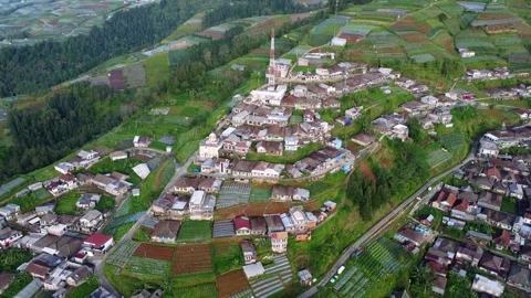 Cinematic drone view of Nepal Van Java village Stock Footage 322208000