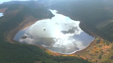 Cinematic Drone View of Sky Reflections on Calm Water Stock Footage 336974829