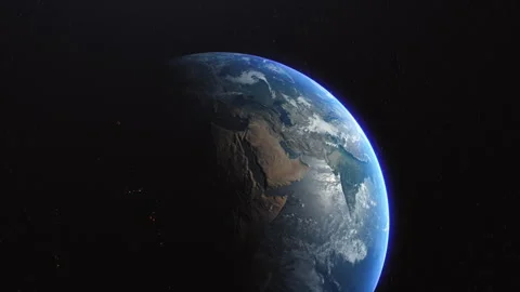 Cinematic Earth Slow Roll Orbit Zoom in Close up Left Side: Saudi Arabia Ksa Gul 스톡 동영상 268700294