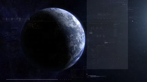 Cinematic Earth View with Sci-Fi Scanning HUD Stock Footage 322521585