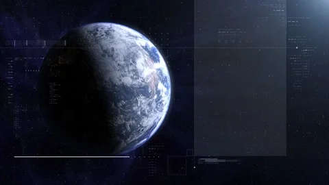 Cinematic Earth View with Sci-Fi Scanning HUD Stock Footage 322561174