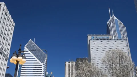 Cinematic Empty Streets of Downtown Chicago During the COVID-19 Pandemic Stock Footage 128922715