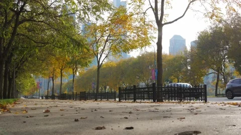 Cinematic Empty Streets of Downtown Chicago During the COVID-19 Pandemic Stock Footage 145284346