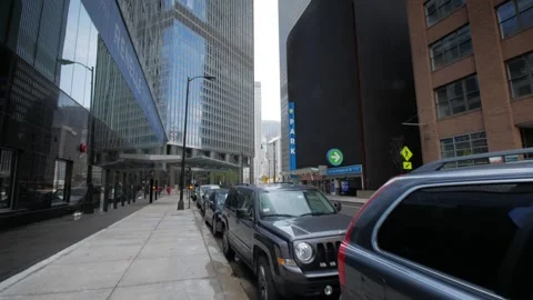Cinematic Empty Streets of Downtown Chicago During the COVID-19 Pandemic Stock Footage 259425432