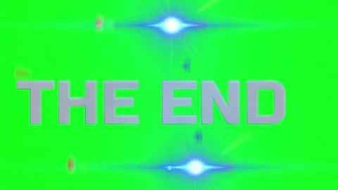 Cinematic the end title card featuring bright blue lens flare effects against Stock Footage 340940379
