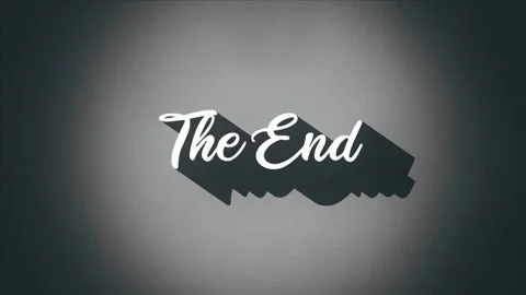 Cinematic the end title card graphic featuring elegant white script typography Stock Footage 340945526