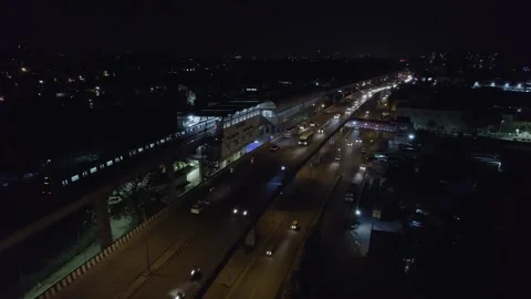 Cinematic epic drone night view of bangalore showcasing glowing city lights.. Stock-Footage 344879689