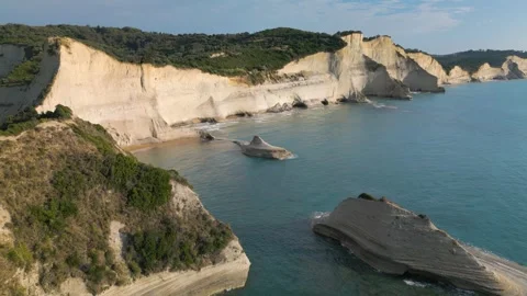 Cinematic Establishing Shot Over Cape Drastis, Corfu, Greece Stock Footage 248403597