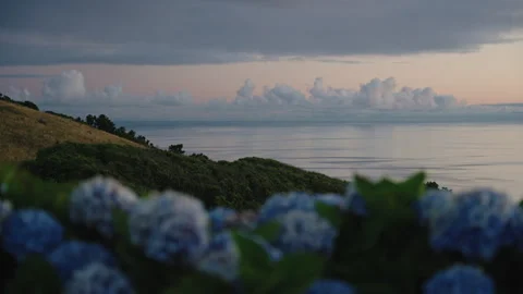 Cinematic Evening Twilight over the Atlantic Ocean Coastline with Blue 库存影片 335704736