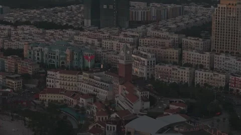Cinematic Evening View of a Mediterranean Style Town with a Clock Tower 스톡 동영상 337216359