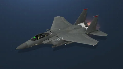 Cinematic F-15E Strike Eagle Fighter Jet in Flight – Digital Render Video stock 332137613