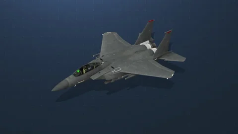 Cinematic F-15E Strike Eagle Fighter Jet in Flight – Digital Render Video stock 332138579