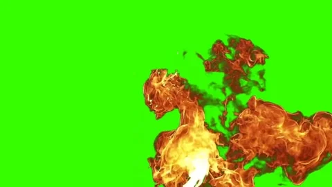 Cinematic Fire Blast Explosion VFX On Green Screen And Black Stock Footage 340675968