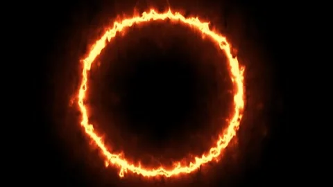 Cinematic Fire Energy Ring and Glowing Orange Portal Black Background Vídeos de archivo 333641441