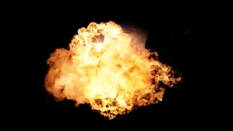 Cinematic Fire Explosion Burst Effect with Smoke on Black Stock Footage 340675821