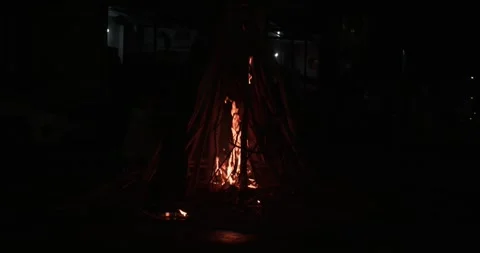 Cinematic Fire Flames and Burning Charcoal in 4K Slow Motion Stock Footage 330070610