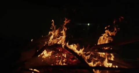 Cinematic Fire Flames and Burning Charcoal in 4K Slow Motion Stock Footage 330070796