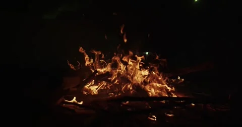 Cinematic Fire Flames and Burning Charcoal in 4K Slow Motion Stock Footage 330070806
