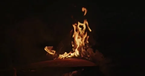 Cinematic Fire Flames and Burning Charcoal in 4K Slow Motion Stock Footage 330071270