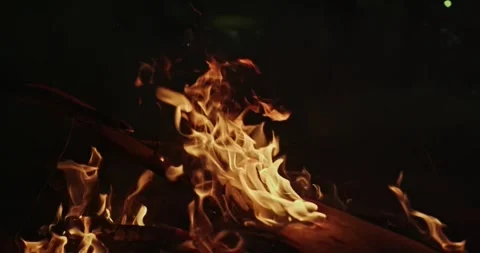 Cinematic Fire Flames and Burning Charcoal in 4K Slow Motion Stock Footage 330071369
