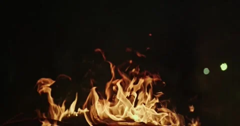 Cinematic Fire Flames and Burning Charcoal in 4K Slow Motion Stock Footage 330071507