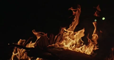 Cinematic Fire Flames and Burning Charcoal in 4K Slow Motion Video stock 330071571