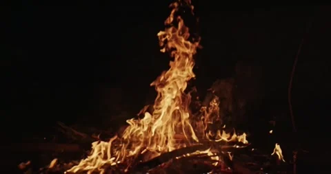 Cinematic Fire Flames and Burning Charcoal in 4K Slow Motion Stock Footage 330072372