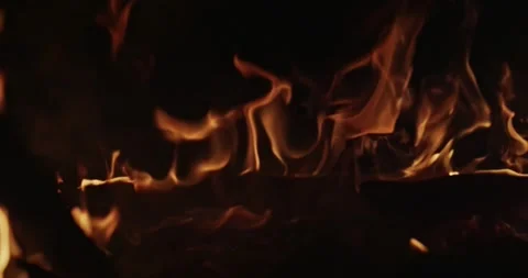 Cinematic Fire Flames and Burning Charcoal in 4K Slow Motion Stock Footage 330072485