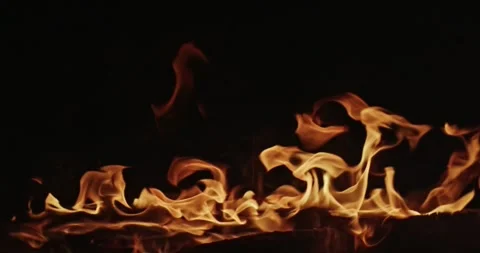 Cinematic Fire Flames and Burning Charcoal in 4K Slow Motion Stock Footage 330072586