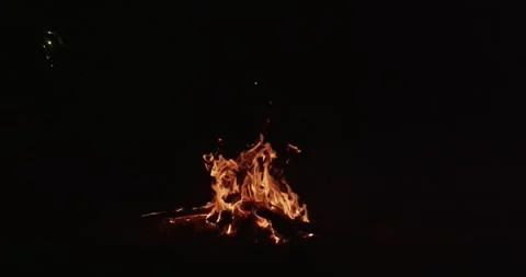 Cinematic Fire Flames and Burning Charcoal in 4K Slow Motion Stock Footage 330072822
