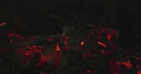 Cinematic Fire Flames and Burning Charcoal in 4K Slow Motion Stock Footage 330072825