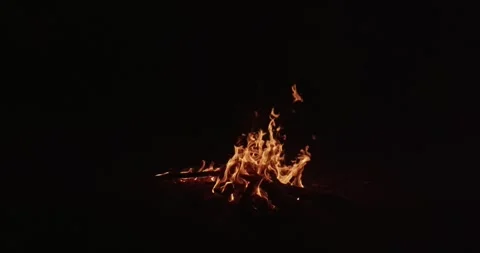 Cinematic Fire Flames and Burning Charcoal in 4K Slow Motion Stock Footage 330072833