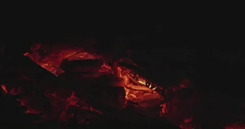 Cinematic Fire Flames and Burning Charcoal in 4K Slow Motion Video stock 330072874
