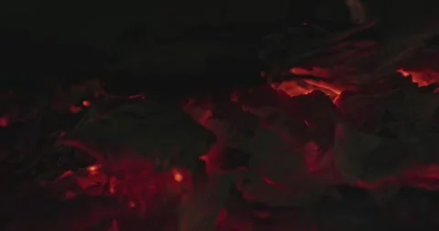 Cinematic Fire Flames and Burning Charcoal in 4K Slow Motion Stock Footage 330072918